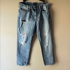 Polo Ralph Lauren Straight Leg Distressed Jeans - Light Blue